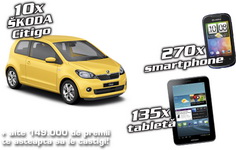 Castiga 10 masini Skoda Citigo, 135 de tablete Samsung, 270 de smartphone-uri HTC