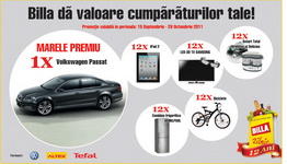 Castiga o masina Volkswagen Passat, 12 televizoare LCD Samsung, 12 iPad-uri 2, 12 combine frigorifige Whirpool, 12 seturi Tefal si 12 biciclete