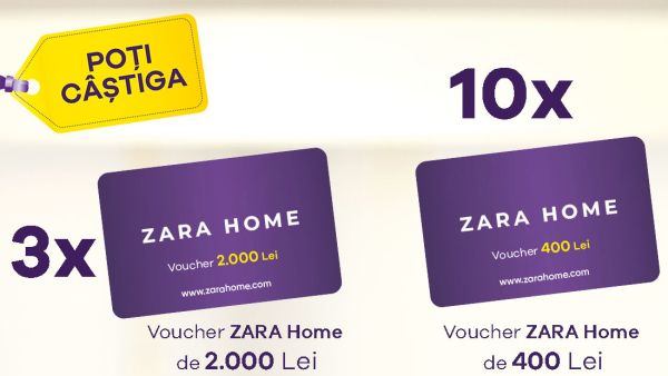 Câștigă 3 vouchere Zara Home în valoare de 2.000 lei fiecare