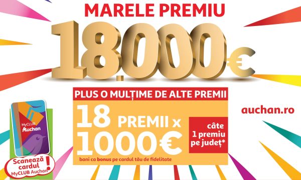 Concurs Auchan: câștigă 18.000 euro direct în contul bancar