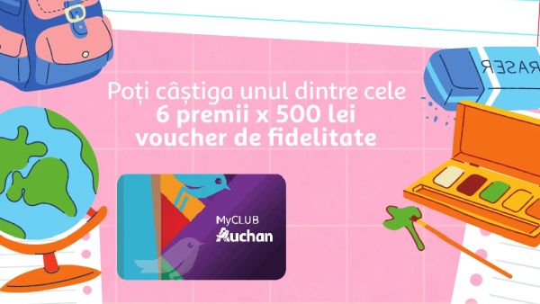 Câștigă 6 vouchere Auchan în valoare de 500 lei fiecare