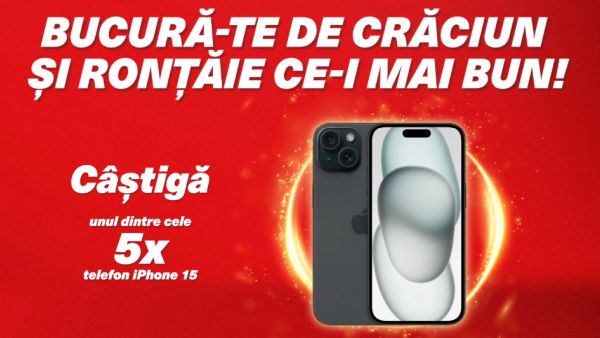 Câștigă 5 telefoane iPhone 15 128GB 5G