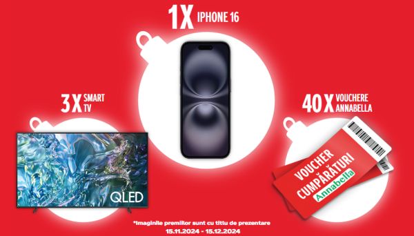 Câștigă un telefon iPhone 16 128GB 5G