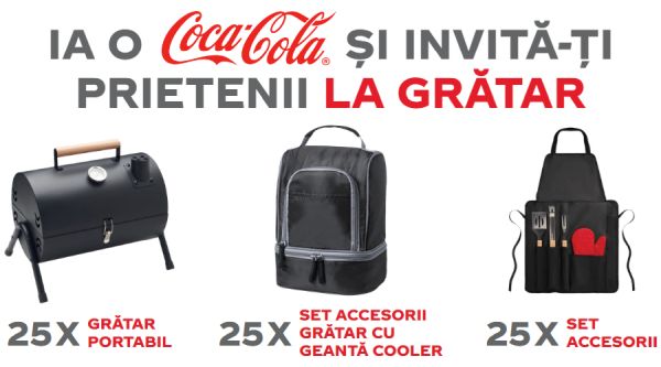 Câștigă 25 grătare portabile personalizate Coca Cola