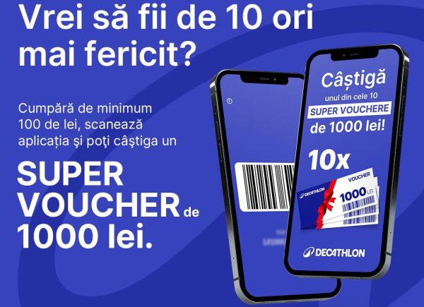 Câștigă 10 vouchere Decathlon în valoare de 1.000 lei fiecare