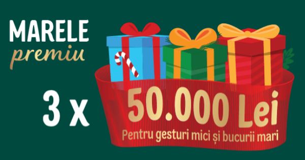 Câștigă 3 x 50.000 lei pentru gesturi mici și bucurii mari