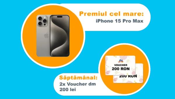 Câștigă un telefon iPhone 15 Pro Max 256GB 5G