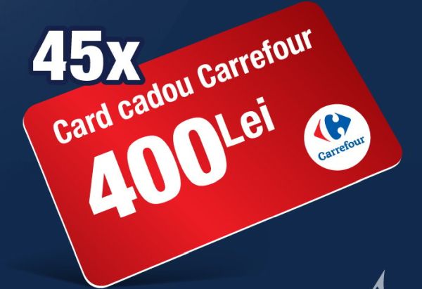 Câștigă 45 vouchere Carrefour în valoare de 400 lei fiecare