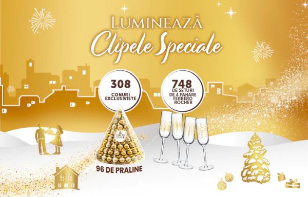 Câștigă 308 conuri Ferrero Rocher cu 96 praline fiecare