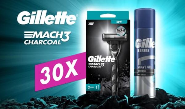 Câștigă 30 seturi Gillette Mach 3 Charcoal pentru un an