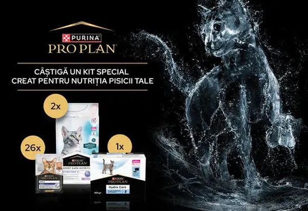 Câștigă 100 kit-uri Purina Pro Plan cu hrană pentru pisici