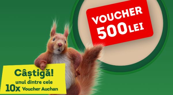 Câștigă 10 vouchere Auchan în valoare de 500 lei fiecare