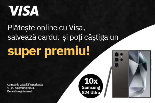 Câștigă 10 telefoane Samsung Galaxy S24 Ultra 256GB 5G