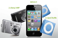 Castiga un iPhone 4S, 2 aparate foto BenQ si 2 iPod Shuffle