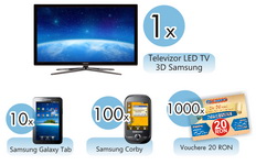 Castiga un televizor LED 3D Samsung, 10 tablete pc Samsung Galaxy Tab si 100 telefoane mobile Samsung Corby