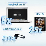 Castiga 5 laptopuri MacBook Air, 25 iPad 3 si 500 casti Sennheiser