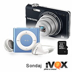 Castiga un aparat foto Samsung ST65, un card de memorie de 8 GB si un iPod Shuffle 2 GB