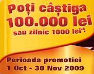 Castiga zilnic 1.000 de lei sau marele premiu de 100.000 de lei