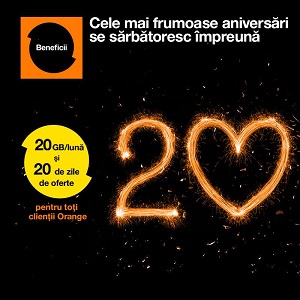 Câștigă garantat un bonus aniversar de 20 GB/lună la Orange, timp de două luni