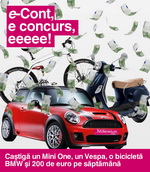 Castiga o masina Mini One, un scuter Vespa, o bicicleta BMW sau 8 x 200 euro