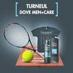 Castiga 4 rachete de tenis, 20 de seturi Dove Men+Care Clear Comfort si 20 de tricouri